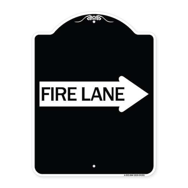 Fire Lane Right Arrow Heavy-Gauge Aluminum Architectural Sign, 24" x 18", BW-1824-24391
